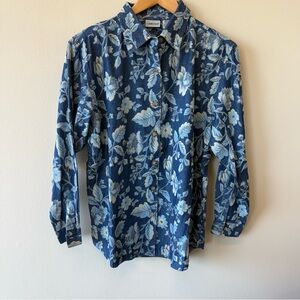 Cabin Creek Chambray Floral Button Long Sleeve Cottagecore Shirt
